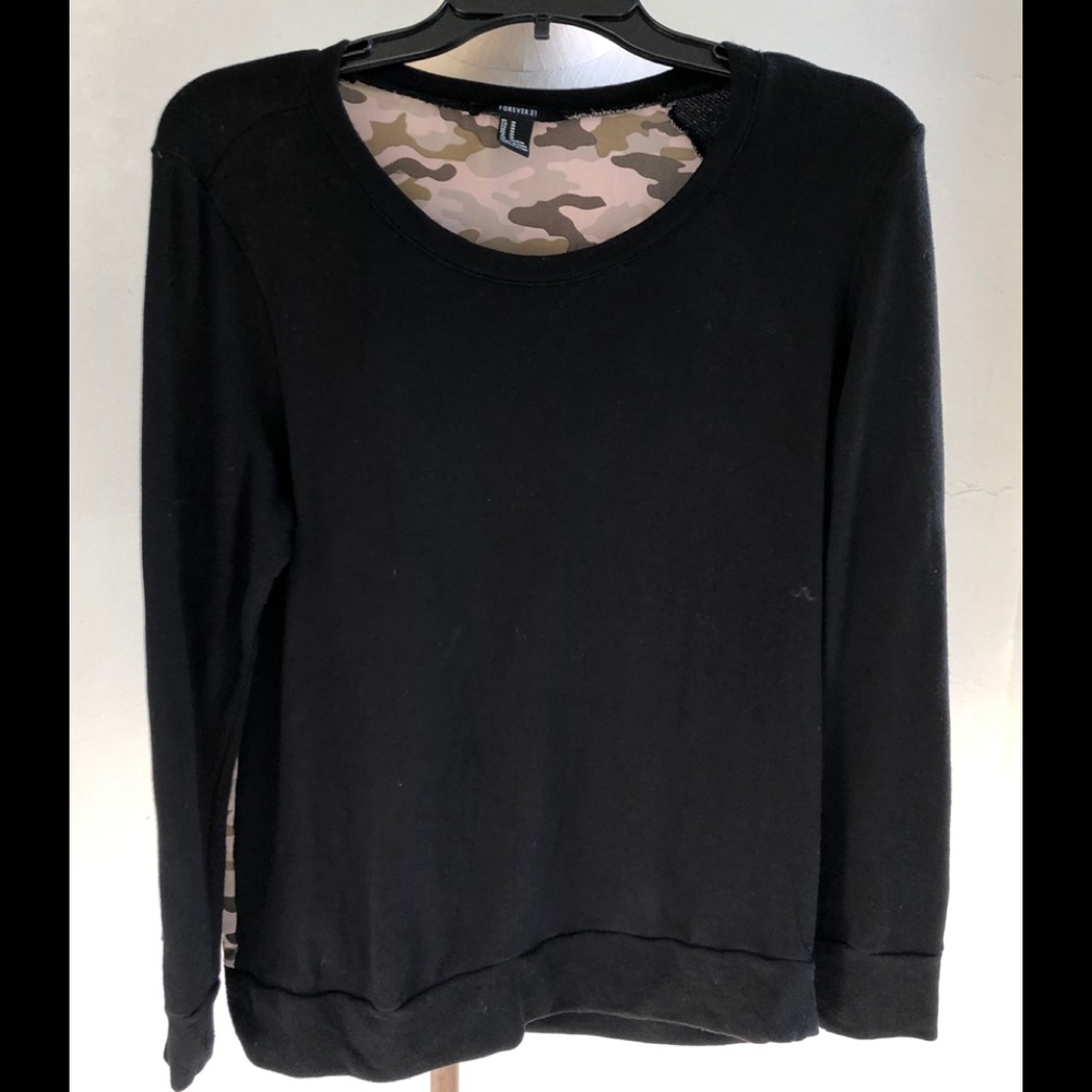 Forever 21 Black Sweatshirt w/Camo back